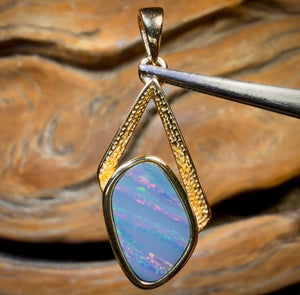 Sterling Silver Gold Plated- Queensland Boulder Opal Doublet Pendant