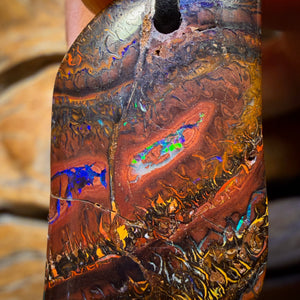 Wildcard! 42 x 19mm - Drilled Tribal Queensland Boulder Opal Necklace
