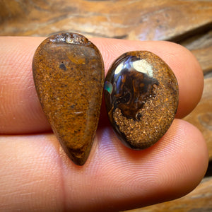 “Set in Stone” - Private Collector Acquisition- “The Quintessential” 21.9cts - Yowah Nut Crystal Centre Opal Pair