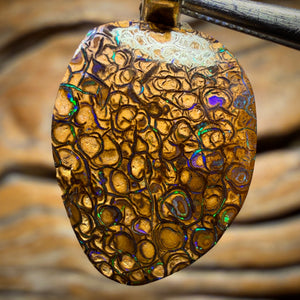 Solid Tan Tribal Queensland Boulder Opal Pendant