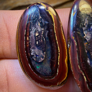 🔨 AUCTION 🔨 64.4cts - RARE Yowah Nut Partial Crystal Centre Pair Polished