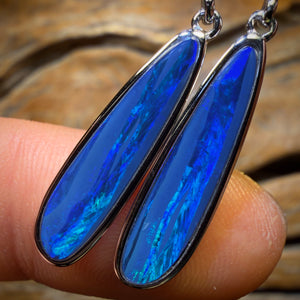 Sterling Silver - Australian Boulder Opal Doublet Drop Stud Earrings