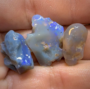 40.3cts - 3x Lightning Ridge Crystal and Dark Opal Rough - Opal Whisperers