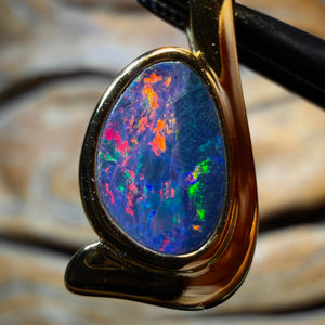 OpalFest WildCard! Sterling Silver Gold Plated - Queensland Boulder Opal Doublet Pendant