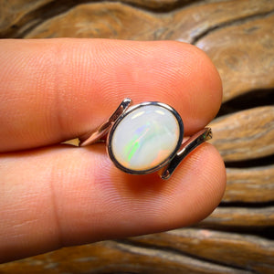 Sterling Silver - Solid South Australian Crystal Opal Ring