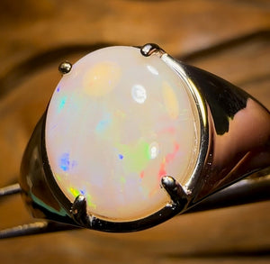 Sterling Silver - UNISEX South Australian Crystal SOLID Opal Ring
