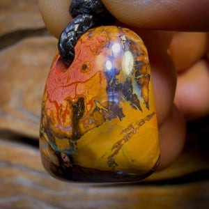 29 x 25mm - Drilled Boulder Opal Pendant w/ Eco Friendly Vegan Cord