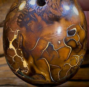 50 x 42mm - Tinal Flames Large Drilled Boulder Opal Pendant w/ Eco Friendly Vegan Cord