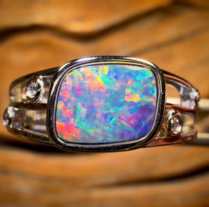 Sterling Silver - Queensland Boulder Unisex Opal Doublet Ring