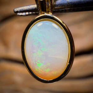 BARGAIN CARD! Sterling Silver Gold Plated - Solid South Australian Crystal Opal Pendant