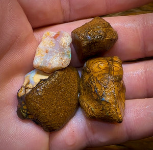127.7cts - 4x Yowah Nut Rough Opal Parcel. Australian Boulder Opal - Opal Whisperers