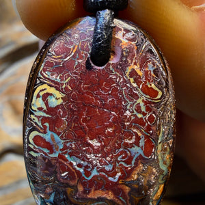 OpalFest BargainCard! 29 x 19mm - Drilled Tribal Queensland Boulder Opal Necklace