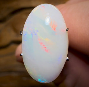 3.2cts - Great Oval Cut South Australian White Opal from Coober Pedy - Opal Whisperers