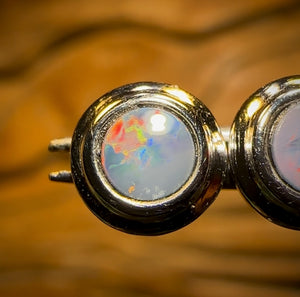 Sterling Silver - Australian Boulder Opal Doublet Stud Earrings Red/Multi. Bulk Listing