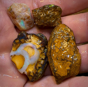 127.7cts - 4x Yowah Nut Rough Opal Parcel. Australian Boulder Opal - Opal Whisperers