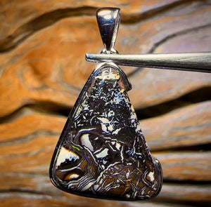 Obsidian Daddy Sterling Silver - UNISEX Solid Tribal Boulder Opal Pendant