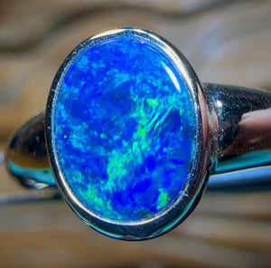 14K White Gold - Queensland Boulder Opal Doublet Ring - Opal Whisperers