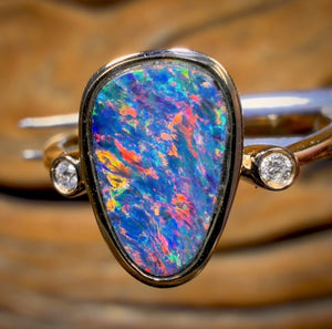 14k Gold - Queensland Boulder Opal Doublet Ring