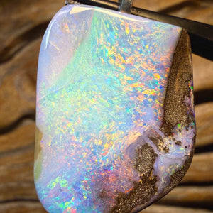 60.8cts - Top Red Multi Solid Queensland Boulder Opal Pendant