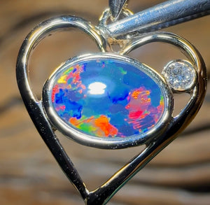 14k Gold - Queensland Boulder Opal Doublet Pendant Semi Harlequin - Opal Whisperers