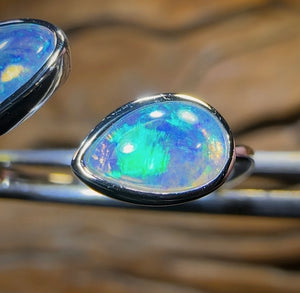 14k White Gold - Solid South Australian Crystal Opal Ring - Opal Whisperers