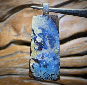 “Ice Drift” Solid Queensland Boulder Opal Unisex Pendant