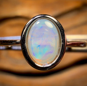 Bague en argent sterling avec opale de cristal d'Australie du Sud