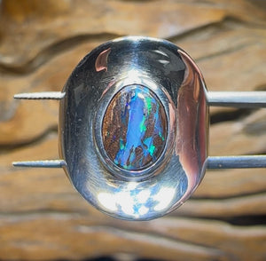 Silver Solid Queensland Boulder Australian Opal Ring - Opal Whisperers