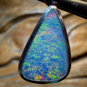 Sterling Silver - Large Queensland Boulder Opal Doublet Pendant
