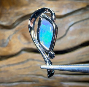 14k White Gold - Solid South Australian Crystal Opal Pendant - Opal Whisperers