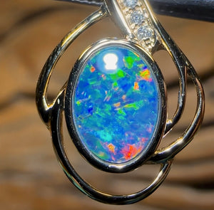 14k Gold - Queensland Boulder Opal Doublet Pendant - Opal Whisperers