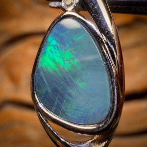 BARGAIN CARD! LARGE Sterling Silver - Queensland Boulder Opal Doublet Pendant