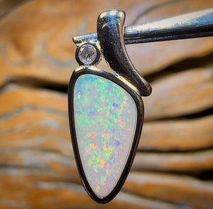 Sterling Silver - Solid South Australian White Opal Pendant