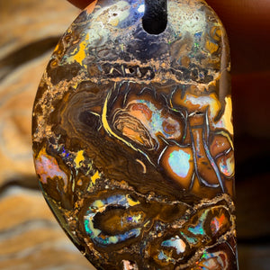 32 x 19mm - Drilled Cool Tribal Queensland Boulder Opal Necklace