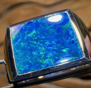 14k White Gold - Queensland Boulder Opal Doublet Ring - Opal Whisperers