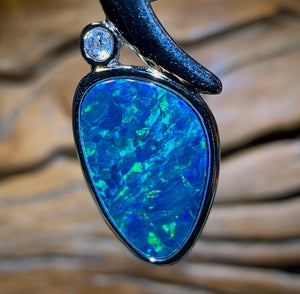 Best Blue Green Big Sterling Silver - Queensland Boulder Opal Doublet Pendant - Opal Whisperers