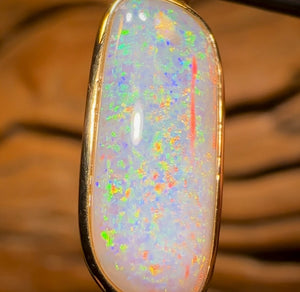 14k Gold - Solid South Australian Crystal Opal Pendant