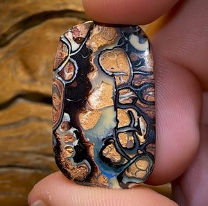41.8cts - “Tribal Landscape Scene” Queensland Boulder Opal. Top Koroit Tribal Picture Stone Double Sided - Opal Whisperers