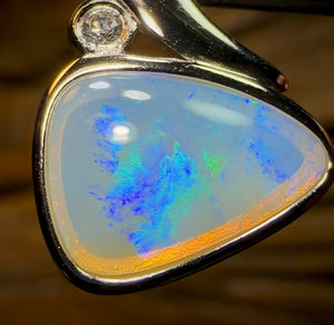 Sterling Silver - Solid South Australian Crystal Opal Pendant, “Swept Bail” - Opal Whisperers