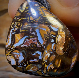 30 x 25mm - Drilled Boulder Opal Pendant w/ Eco Friendly Vegan Cord
