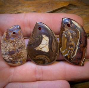 100.5cts - 3x Drilled Queensland Boulder Opals. Wholesale Parcel