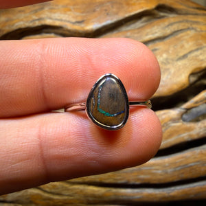 Bargain Card! Sterling Silver - Solid Queensland Boulder Opal Ring