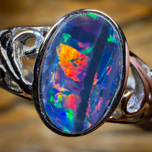 Sterling Silver - Queensland Boulder Opal Doublet Ring