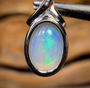 Sterling Silver - Solid South Australian Crystal Opal Pendant