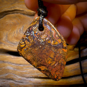 43 x 33mm - Drilled Boulder Opal Pendant w/ Eco Friendly Vegan Cord BARGAIN