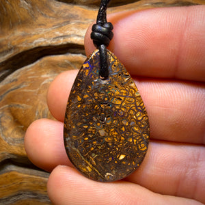 35 x 22mm - Drilled Tribal Queensland Boulder Opal Necklace