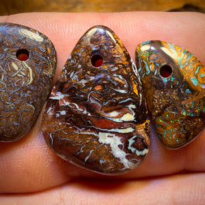 59.1cts - 3x Drilled Queensland Boulder Opals. BARGAIN Wholesale Parcel