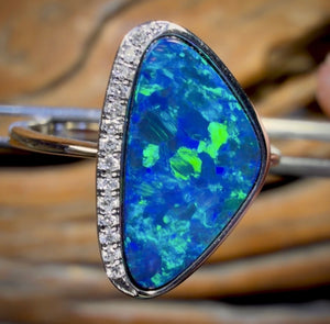 14k White Gold - Queensland Boulder Opal Doublet Ring
