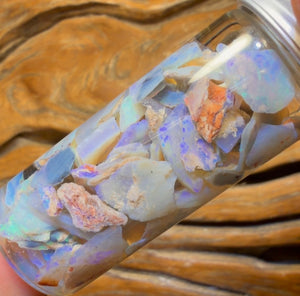 57.9cts - Rare Mintabie Rough Opal Vial. South Australian Opal
