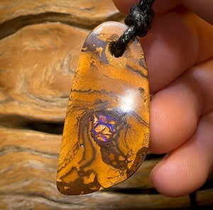 43 x 21mm - Drilled Boulder Opal Pendant w/ Eco Friendly Vegan Cord